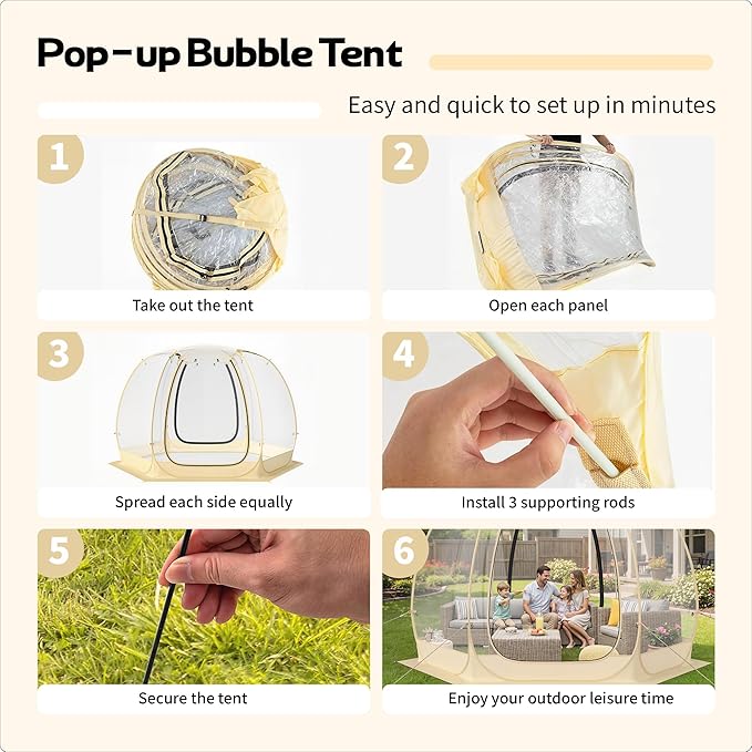 Pop Up Bubble Tent 10 x 10 FT Instant Igloo Tent Suitable for 4-6 People Screen House for Patios Cold