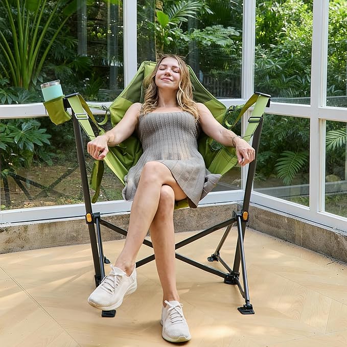 TIMBER RIDGE Hammock Camping Chair with Adjustable Backrest Heavy Duty Folding Hammock Chair Supports 300lbs Portable Hammock Chair for Camping Travelling and Patio Green