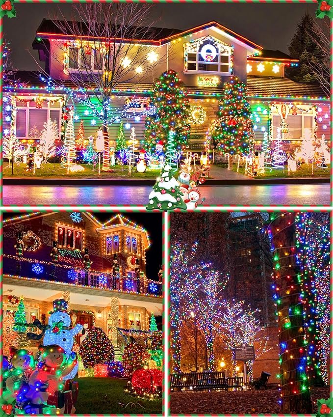 Multicolor Christmas Lights 552FT 1400LED Extra Long Outdoor String Lights Waterproof Timer &amp Memory 8 Modes Dimmable Plug in Fairy for Outside Tree Wedding Patry