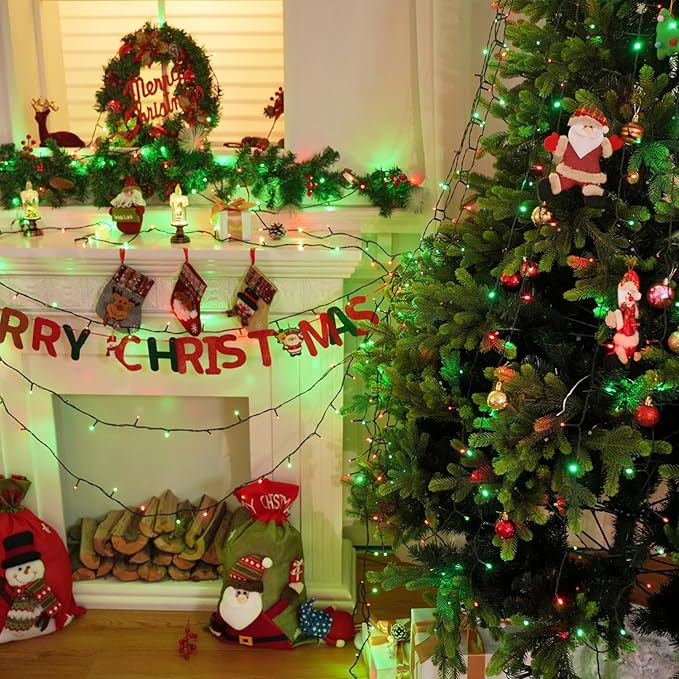 Connectable 240LED 88Ft 13Modes Christmas String Lights Indoor Outdoor | Extendable Green Wire Red &amp Green Christmas Tree Lights with Timer | Twinkle Fairy Light Plug in for Xmas Tree(Red &amp Gr