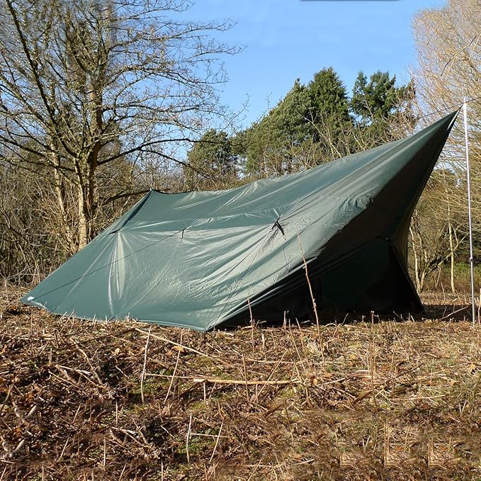 DD Hammocks - DD Tarp 5x5 - Olive Green (16ft x 16ft) - 100% Waterproof Lightweight &amp Multifunctional Rainfly Extra Large Tarp Tent Group Shelter for Camping Day Trips Adventure &amp Scouts