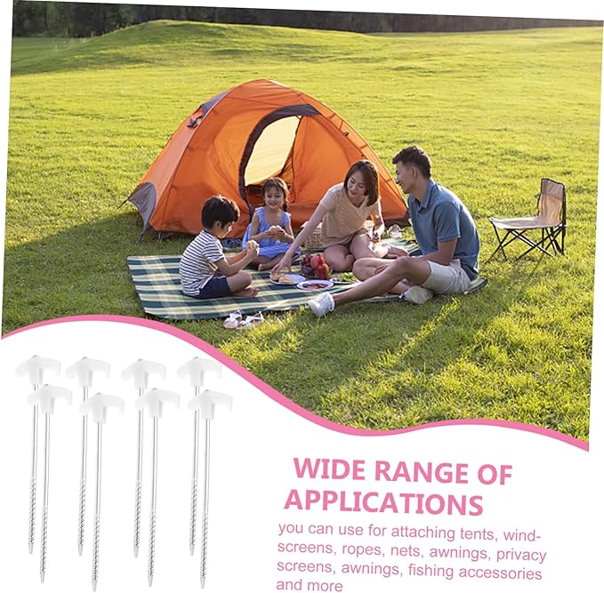 8Pcs Heavy Duty Tent Stakes Durable Ground Pegs for Camping Lightweight and Portable Tent Anchors for High Wind Conditions Suitable for Awning and Canopy Use