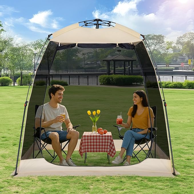 EighteenTek Screen House Gazebo 2-4-6 Person Pop Up Screen Tent Instant Screen Room with Carry Bag Outdoor Mosquito Tent Pop-Up Sun Shade Shelter for Patio Garden Backyard Deck