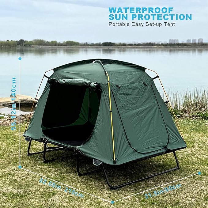 Tent Cot Folding Off The Ground Waterproof Camping Sleeping Bed with Rain Cover