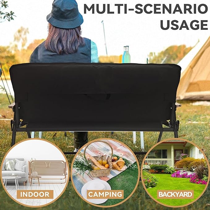 Loveseat Camping Chair with Detachable Cushion Folding Double Camping Chair