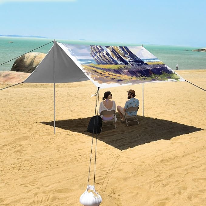Camping Sun Shelters Moai Statues Beach Canopy 126 * 110.2in
