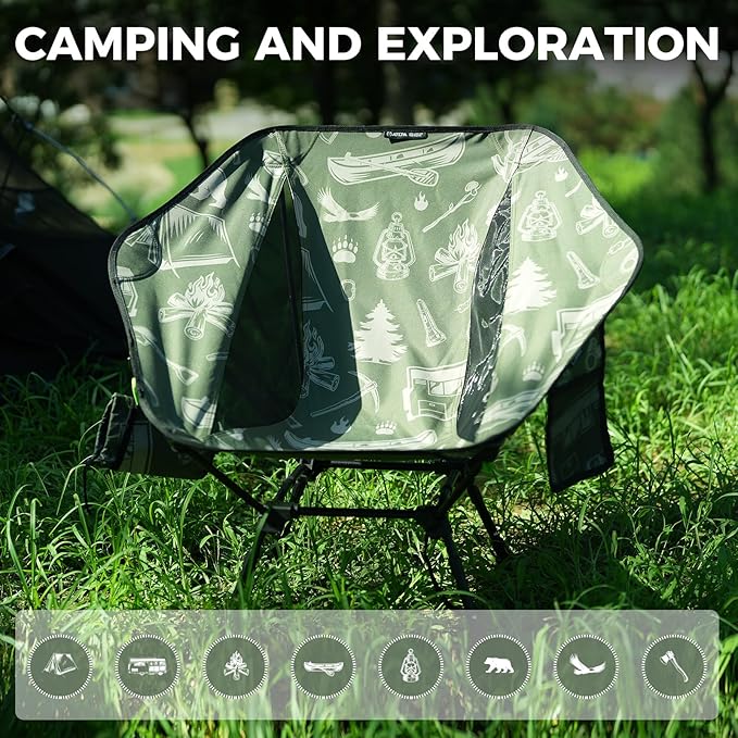 ATEPA UFO3.0 Backpacking Camping Chair Ultralight Extra Wide Comfortable Folding Chairs Heavy Duty Portable Hexagon Ergonomic Height Adjustable Seat with Anti-Sinking Feet for Hiking Forestcamp