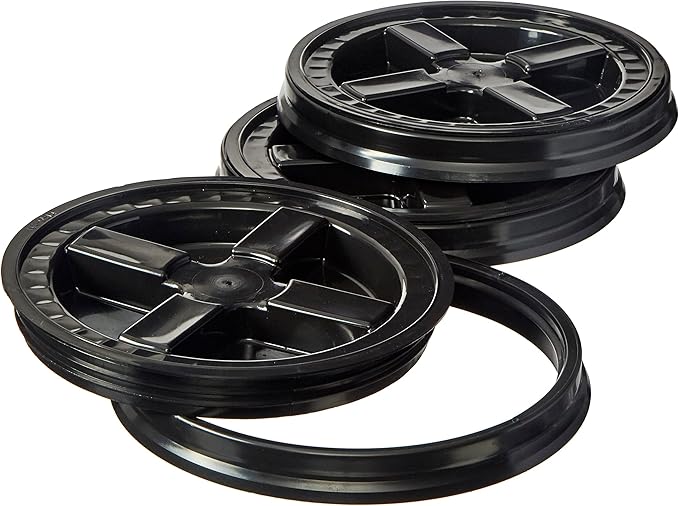 Gamma Seal Lids for 3.5 5 6 and 7 Gallon Buckets – Pack of 3 Black Gamma Lids – Food Grade BPA Free Reusable Lids Made in USA