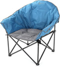 ARROWHEAD OUTDOOR Oversized Heavy-Duty Club Folding Camping Chair with Pocket Cup Holder Portable Padded Moon Round Saucer Supports 330lbs Carrying Bag