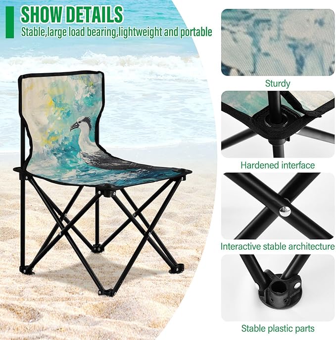 Vulture Portable Camping Chairs Folding Chair - Durable Oxford Fabric Lightweight Iron Frame Easy Fold Design - Ideal for Outdoor Activities Camping Fishing and Travel