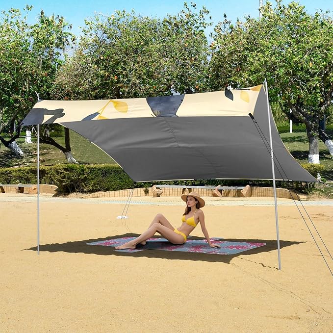 Watercolor Cat and Leaf Camping Sun Shelter Beach Tent Portable Beach Sun Shade Outdoor Canopy for Camping Trips Fishing Picnic