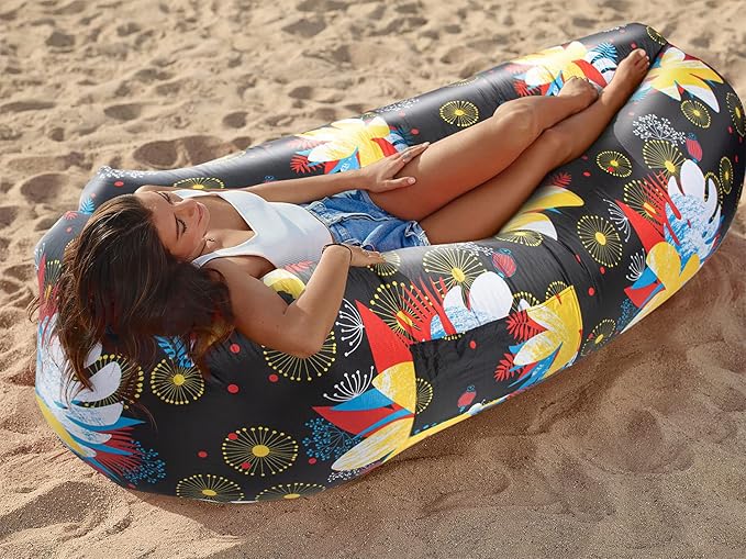 WEKAPO Inflatable Couch Air Lounger Chair - Camping &amp Beach Accessories Portable Blow up Sofa for Hiking Lawn Indoor/Outdoor Movies &amp Music Festivals. Lightweight and Easy to Set Up Air Ham