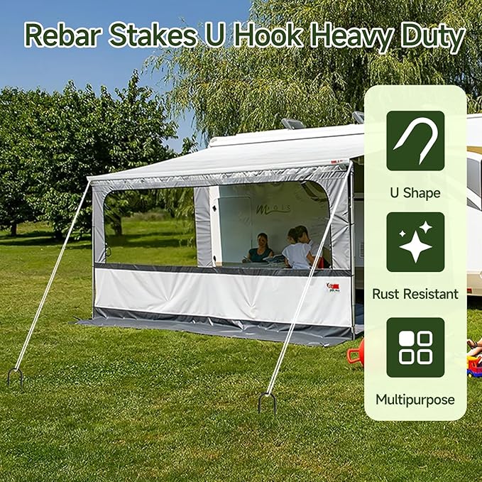20 Pack Tent Stakes Heavy Duty 8 ’’ Metal Stakes Ground Anchors High Wind U Hook Galvanized Steel Garden Ground Stakes for Camping Patio Garden Canopies Outdoor (20 Black)