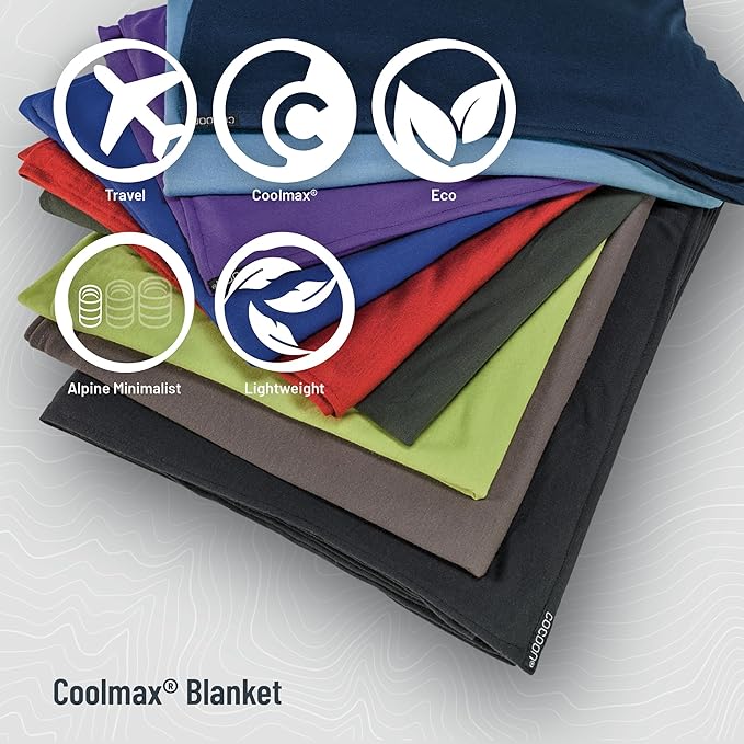 cocoon - Coolmax Travel Blanket | Compact Throw Blanket for Camping and Hiking | Fits in Backpack | Attaches to Luggage | Travel Essential | Fast Drying (Regular 70 x 55)