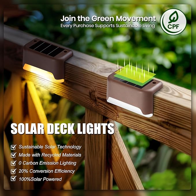 SOLPEX Solar Deck Lights Outdoor Waterproof Led Lights for Outdoor Stairs Step Fence Yard Patio and Pathway(24 Pack Warm White)