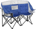 SUNNYFEEL Folding Double Camping Chair Oversized Loveseat Chair Heavy Duty Portable/Foldable Lawn Chair with Storage for Outside/Outdoor/Travel/Picnic Fold Up Camp Chairs for Adults 2 People