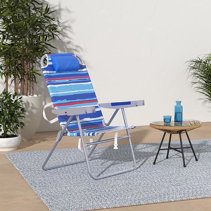 SUNNYFEEL Tall Folding Beach Chair Lightweight Portable Sand Chair for Adults Heavy Duty 500 LBS with Cup Holders Foldable High Camping Lawn Chairs for Camp/Outdoor/Picnic/Concert/Sports