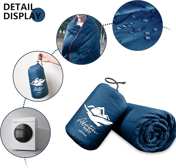 Mini Camping BlanketLightweight Puffy Blanket Packable Down Alternative Throw Blanket Waterproof Windproof for Outdoors Travel Beach Airplane Hiking