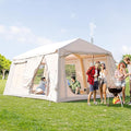 Inflatable Tent for Camping Waterproof Oxford Large Blow Up Hot Tent with Pump Easy Setup Inflatable Glamping House Air Tent for Family 4/6/8/10/12 People