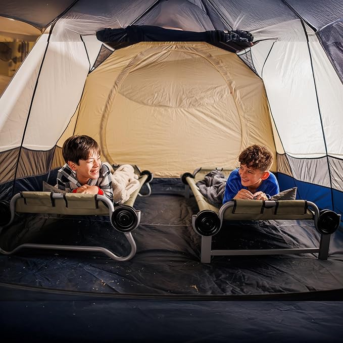 Disc-O-Bed Youth Double Cot Kid-O-Bunk Modular for Bunk Beds Dual Cots or Bench with 2 Carry Bags for Portable Transport