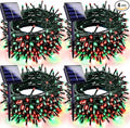 Red Green Solar Christmas Lights Outdoor Decorations Waterproof Tatal 4 Pack 400LED 132FT Solar String Lights Green Wire with 8 Modes Christmas Fairy Light for Xmas Tree Party Wedding Garden Decor