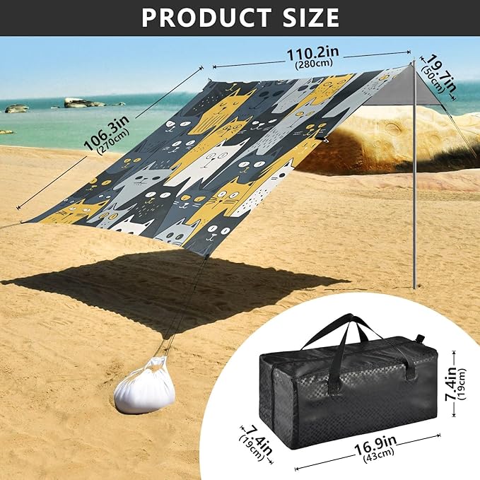 Texture of A Crowd of Cats Camping Sun Shelter Beach Tent Portable Beach Sun Shade Outdoor Canopy for Camping Trips Fishing Picnic