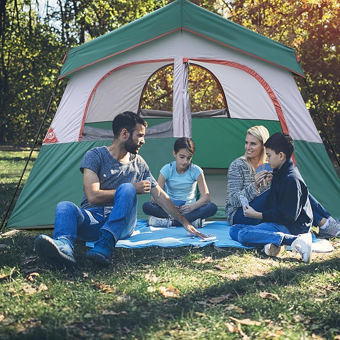 HIKERGARDEN 6-8 Person Camping Tent - Portable Family Cabin Tent for Camp Windproof Fabric Camp Tent Outdoor for Hiking Backpacking Traveling