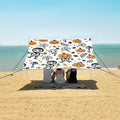 ALAZA Cute Pumpkin Skull Halloween Beach Tent Sun Shelter UPF50+ Protection Beach Shade Canopy w/ 4 Sandbags for Outdoor Camping Fishing Backyard Fun Picnic 10x9 ft