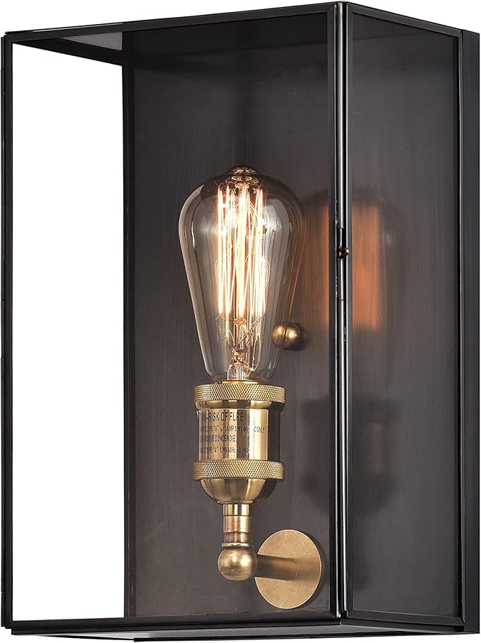 c cattleya Outdoor Wall Light Fixture Brass Exterior Wall Lantern Waterproof Outdoor Wall Sconce Front Porch Light with Unique Door Design for Garage Garden Patio Staircase Balcony