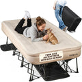 Twin Air Mattress with Frame Self Inflating/Deflating Bed for Adults - PeakRest Blow Up Bed Camping Cot with Mattress for Adults - Portable Twin with Travel Rolling Case on Wheels