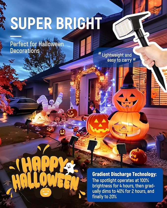 Solar spotlights Outdoor 63 LED 3 Lighting Modes IP65 Waterproof Lighten Yard Garden House Garage Pathway for Christmas Decorations-6 Pack