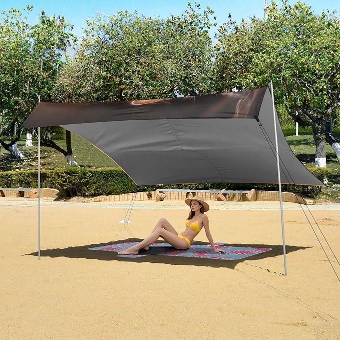 ALAZA Dog &amp Cat Beach Tent Sun Shelter UPF50+ Protection Beach Shade Canopy w/ 4 Sandbags for Outdoor Camping Fishing Backyard Fun Picnic 10x9 ft