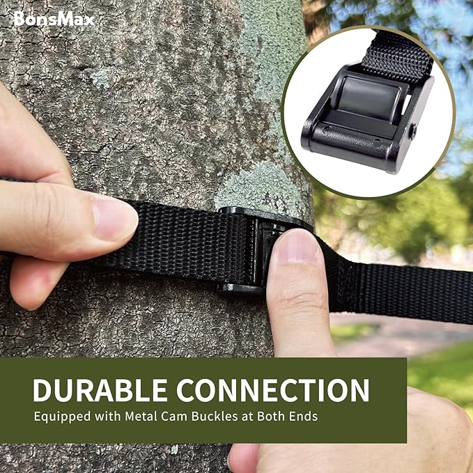 Camping Storage Strap Organizer for Campsite Backyard Garage Cam Buckle Strap with 15 Loops and 10 Carabiners RV Camping Tent Hanging Gear (Camo)