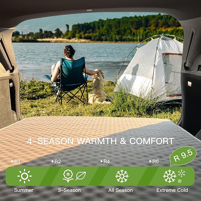Upgraded Hybrid Foam &amp Air SUV Mattress with Rechargeable Built-in Pump Quick Inflation &amp Deflation 4 Ultra-Thick Comfortable Mattress for Car Camping &amp Road Trips Perfect for Mid &am