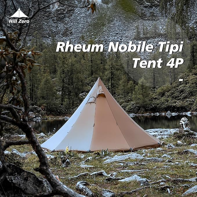 Tipi Tent Camping Hot Tent Rheum Nobile Lightweight Teepee Waterproof with Stove Jack for 2-4 Person Hiking Hunting Backpacking