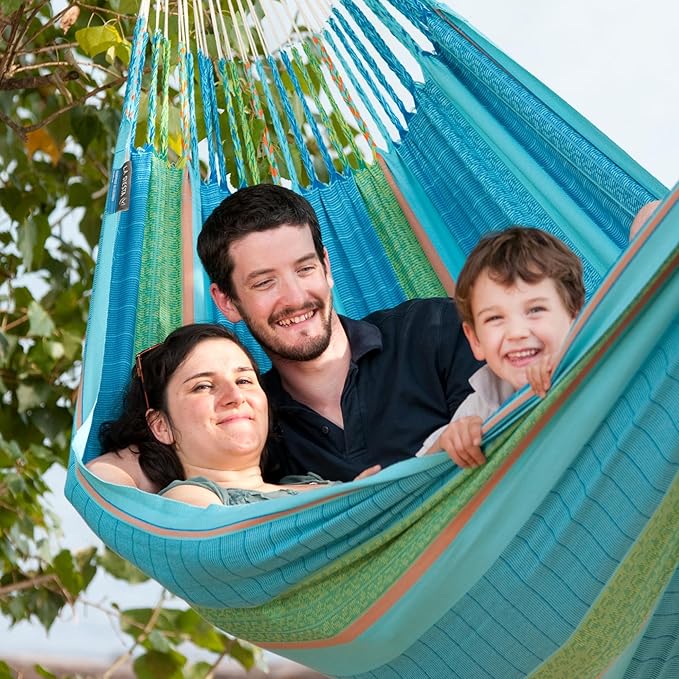 LA SIESTA Flora Hammock Transform Your Backyard Patio or Porch into a Relaxation Oasis Ultra Soft Cotton Hammock Max 440 Lbs Family Hammock King Curaçao