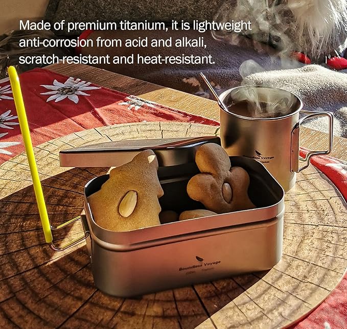 Boundless Voyage Camping Box Lunch Box with Folding Handle Collapsible Bowls with Lids Outdoor Tableware Ultralight Camping Mess Kit
