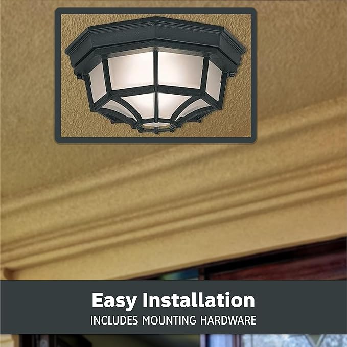 Designers Fountain 2067-BK Builder Cast Outdoor Flush Mount Ceiling Light 10.5 in W Black