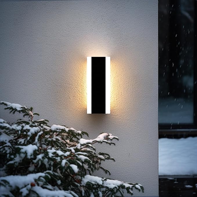 Outdoor Wall Light Fixtures Modern Long LED Wall Sconce Black Exterior Light Fixture Ip65 Waterproof Wall Lamp 10w 3000k Metal Rectangular Wall Lights For Villa PatioCourtyardPorch Bedroom7.9''