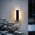 Outdoor Wall Light Fixtures Modern Long LED Wall Sconce Black Exterior Light Fixture Ip65 Waterproof Wall Lamp 10w 3000k Metal Rectangular Wall Lights For Villa PatioCourtyardPorch Bedroom7.9''