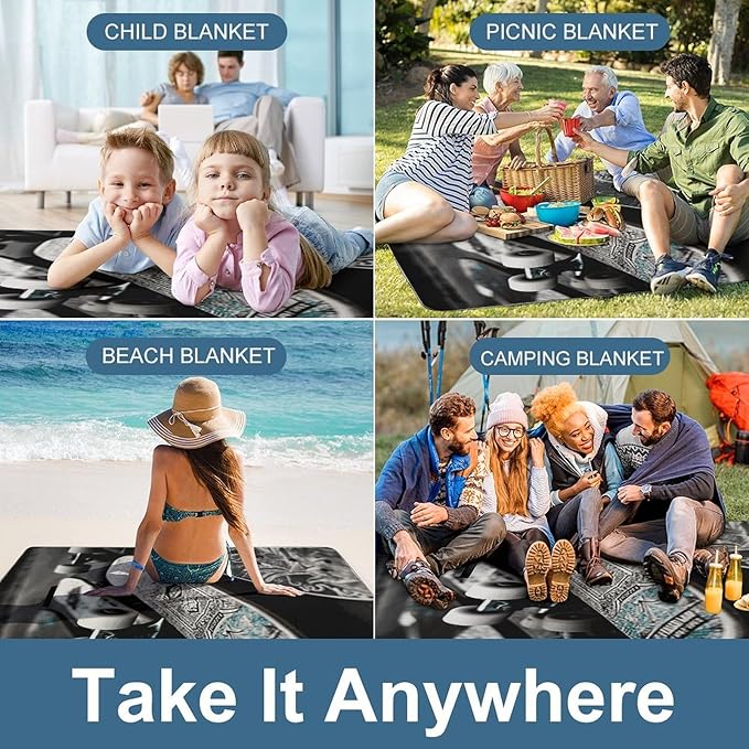 Skate Boards Beach BlanketPortable Waterproof Picnic Blanket58.3''x 58.3'' Extra Large Picnic Mat for BeachCamping Grass Lawn Park Accessorie for Festival BBQ