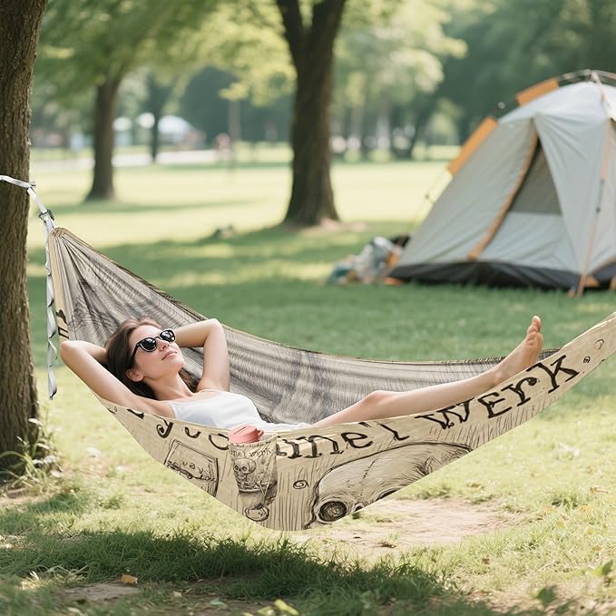 OTVEE Camping Hammock Enjoy Wine in Bathtub Portable Hammocks 500lb Upgraded Thickened Durable Single Hammocks with Tree Straps &amp Travel Bag for Camping Outdoor Indoor Patio Backyard