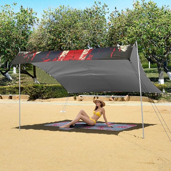 ALAZA British Flag Retro Beach Tent Sun Shelter UPF50+ Protection Beach Shade Canopy w/ 4 Sandbags for Outdoor Camping Fishing Backyard Fun Picnic 10x9 ft