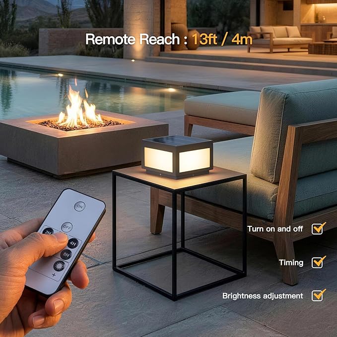Solar Post Lights 9.8 Modern Pillar Lights Outdoor Dusk to Dawn Column Light Waterproof 3000K Square Lamp Fence Posts Cap LED Light Landscape Lighting for Patio Garden Deck Outside Columns