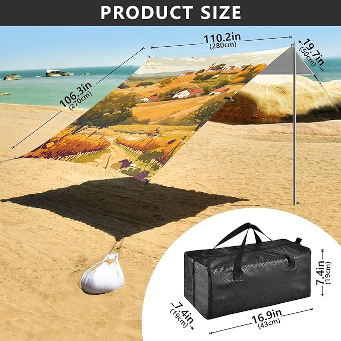 Camping Sun Shelters Autumn Fields Beach Canopy 126 * 110.2in