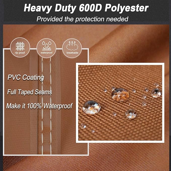 NettyPro BBQ Grill Cover 52 inch Heavy Duty Waterproof Outdoor 2-3 Burners Gas Grill Cover for Outside Weber Char-Broil Brinkmann Nexgrill Barbecue Brown