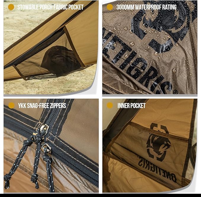 OneTigris Tetra Ultralight Tent Upgraded 1-2 Person Waterproof 3 Season Ideal for Camping Hiking Trekking Backpacking Bushcraft