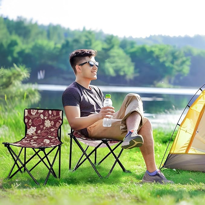 Cartoon Cute White Bear Folding Camp Chairs for Adults Lightweight Hunting Backpack Chair Includes Carry Bag