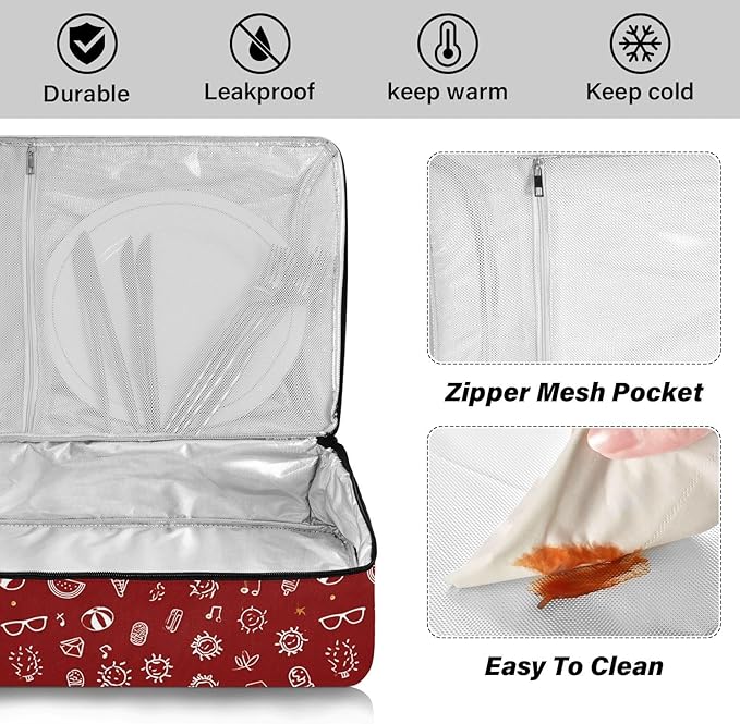 Casserole Carrier Sun and Beach Ball PrintInsulated Casserole Carrier for Hot or Cold Food Thermal Lunch Tote for Potluck Parties Picnic Beach Fits 9 x 13 Inches Baking Dish