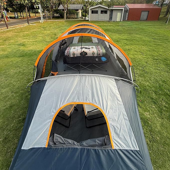 CAMPROS CP Tent 12-Person-Camping-Tents3 Room Family TentsWaterproof Windproof Family Tent with Top Rainfly6 Large Mesh WindowsDouble LayerEasy Set Up Portable with Carry Bag-20' x 9' x 72(H)